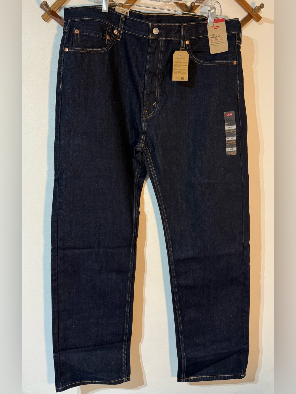 Levi's Men's Dark Wash 505 regular  Straight Leg Jeans denim size 40x32 new